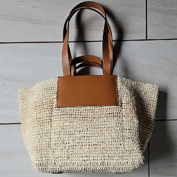 Proenza Schouler Tan and Cream Woven Tote Bag - Picture 3 of 9
